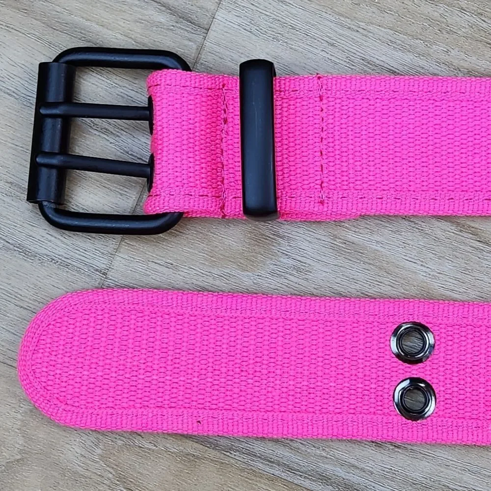 ☔️🔸️Unisex Hot Pink Canvas Double Grommet Belt Small